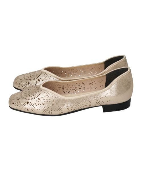 カットワークメタフラットシューズSE251626